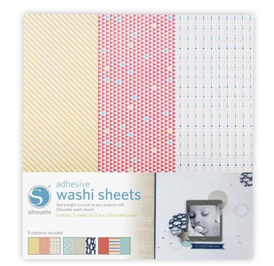 Silhouette Adhesive Washi Paper 3 sheets\9 patterns  12 x 12inches